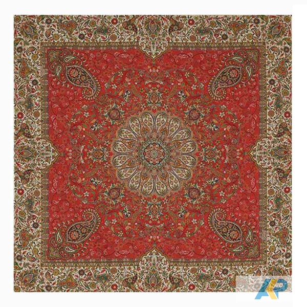 ترمه طرح افشاری  قرمز مربع سایز 100 * 100